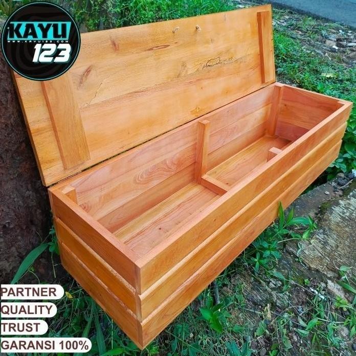 

Terlaris Box Kayu 100-120X40X40 Cm Kotak Storage Kursi Kayu Tempat Penyimpanan