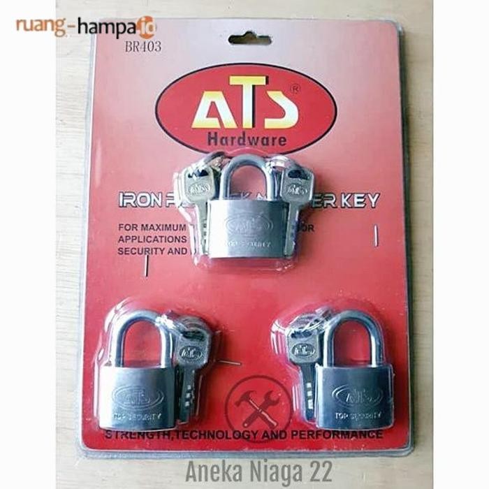 Promo Aneka - Kunci Gembok Ats 40 Mm Master Key 3 Gembok 1 Kunci Ruko Gudang Ruko An22