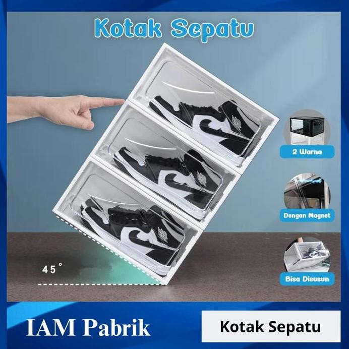 

Terlaris Kotak Sepatu Transparan Lipat Storage Sepatu Tempat Penyimpanan Rak Sepatu Plastik Putih Hitam