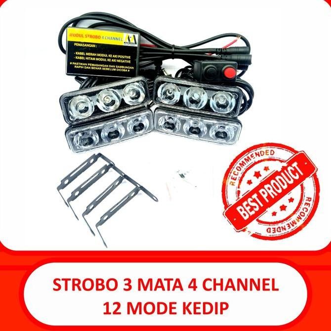 strobo 3 mata biru ion model e03 4 channel lampu 11 mode strobo