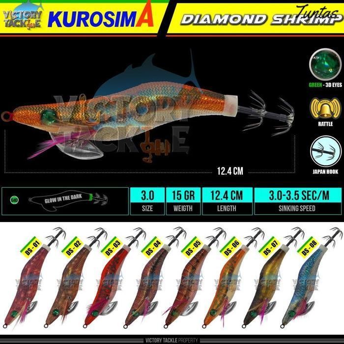 Promo Umpan Pancing Squid Jig Kurosima Diamond Shrimp Size 3.0 Ds01 - Ds08