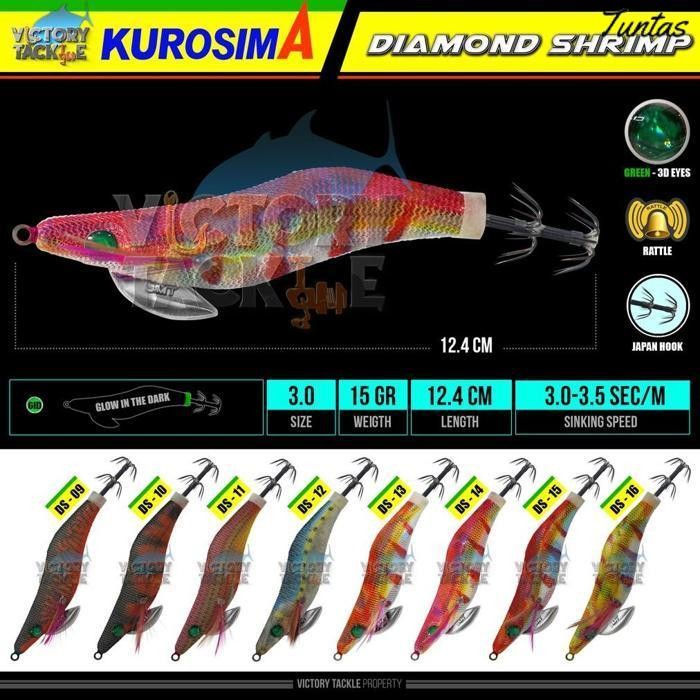 Promo Umpan Pancing Squid Jig Kurosima Diamond Shrimp Size 3.0 Ds09 - Ds16