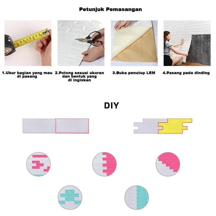 (Expert) Wallpaper 3D Foam Emboss. Sticker Dinding 3D Merah Bata.