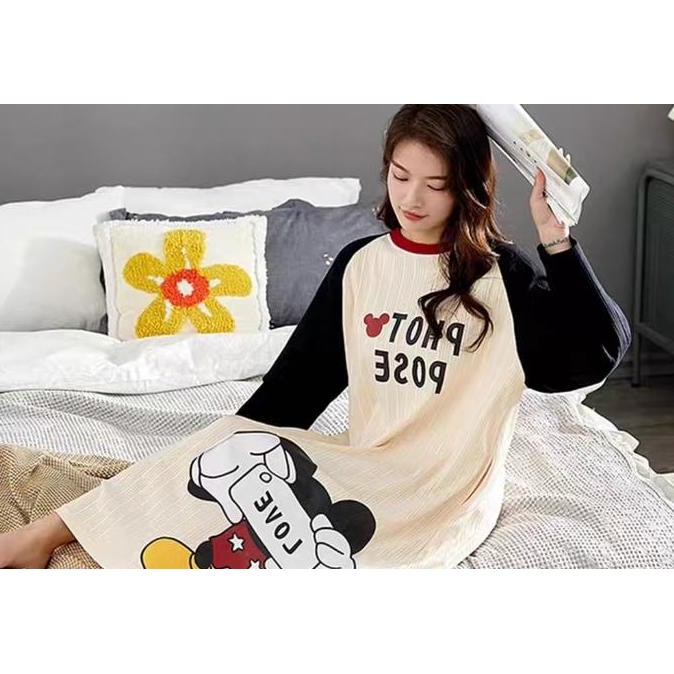 Baju Tidur Daster Lengan Panjang Kaos Marc Fashion Gercep