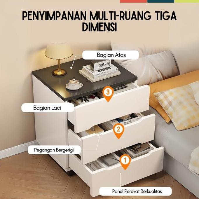 

Terlaris Lemari Nakas Minimalis Tempat Penyimpanan 3 Laci Serbaguna Rak Kecil Samping Tempat Tidur O11A1