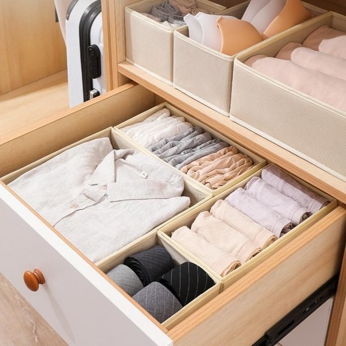 

Terlaris Storage Laci 1 Set Isi 6 Pcs Kotak Sekat Penyimpanan Baju Serbaguna Storage Box Organizer Lemari