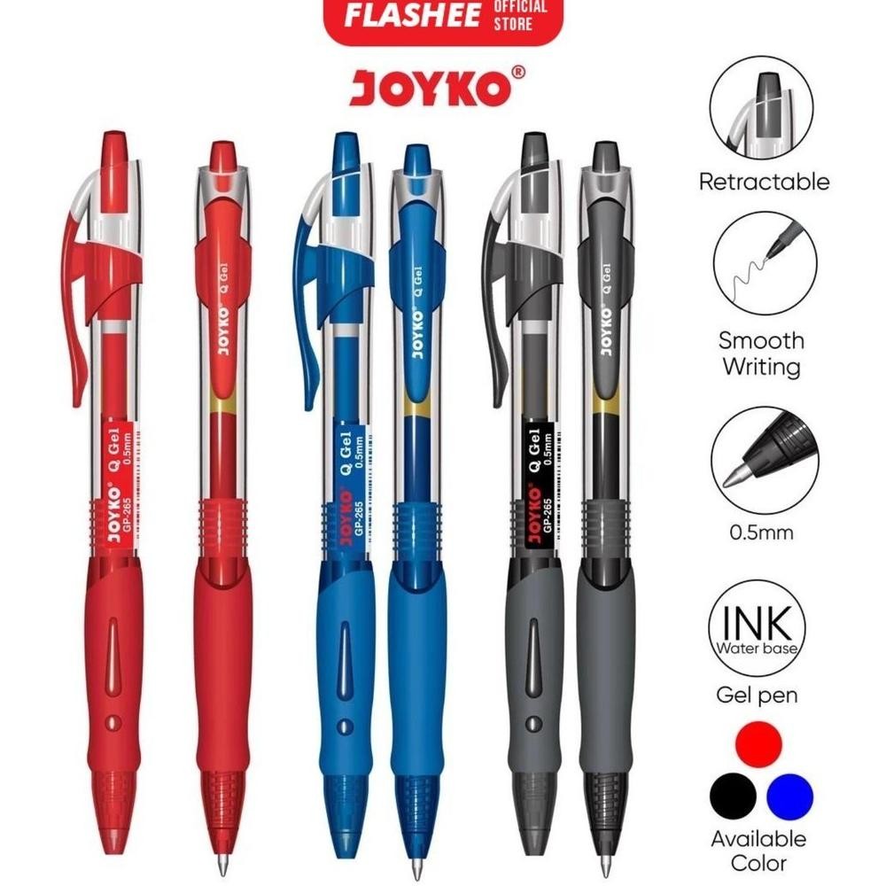 

Flashee 1 Pack Pulpen Joyko GP-265 Q 0.5mm Pena Gel Halus Anti Macet