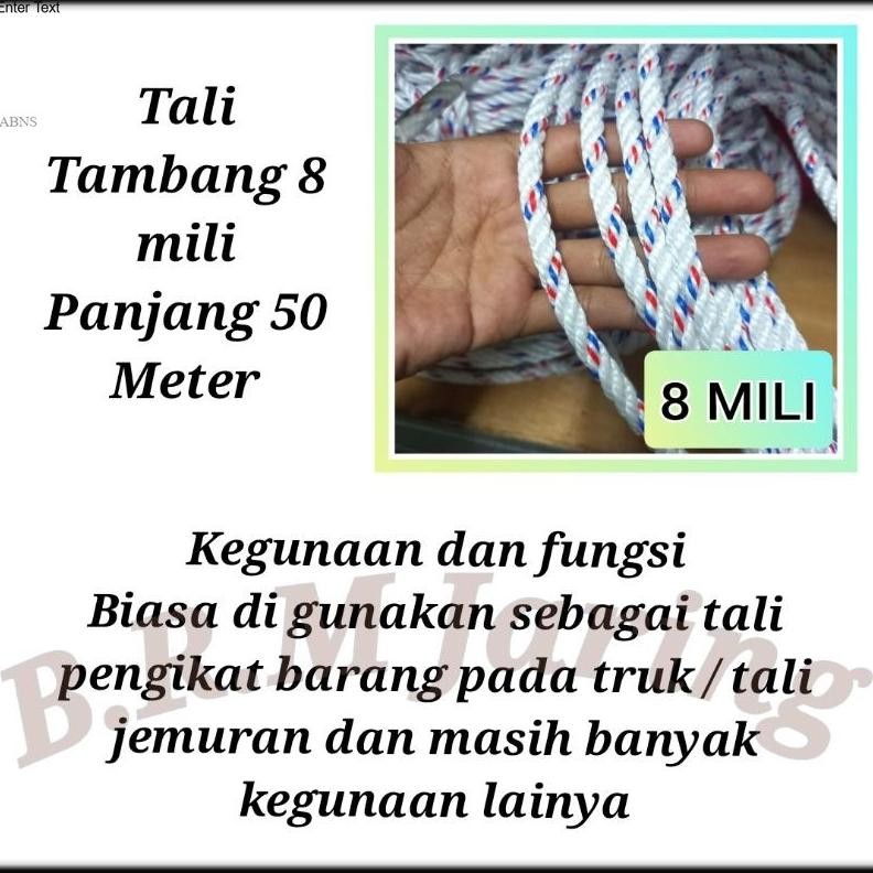 

TALI TAMBANG PLASTIM 8 MM 50 METER / TALI TAMBANG ECERAN / TALI TAMBANG SERBAGUNA AST
