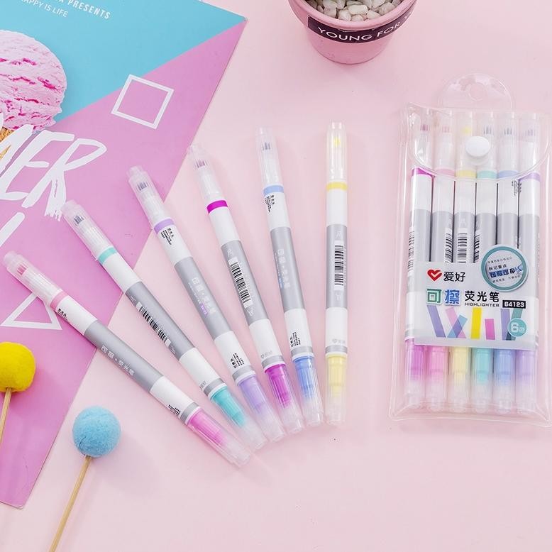 

Highlighter Set 6 Warna High Quality (Washable/bisa dihapus)