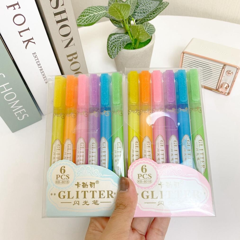 

SETABILO GLITTER 1 SET 6 PCS 6 WARNA HIGHLIGHTER STATIONERY ALAT TULIS TEXTLINER LUCU ALAT TULIS ATK FANCY BISA COD