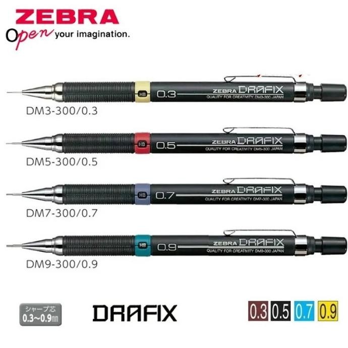

Zebra Drafix Drafting Mechanical Pencil 0.3mm 0.5mm 0.7mm 0.9mm Pensil Mekanik DM5-300