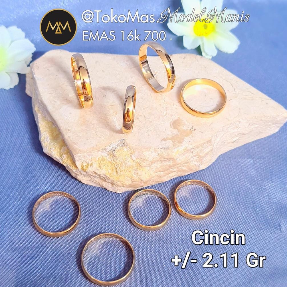sfI Cincin belah rotan polos emas kuning 700 kadar 16k AST
