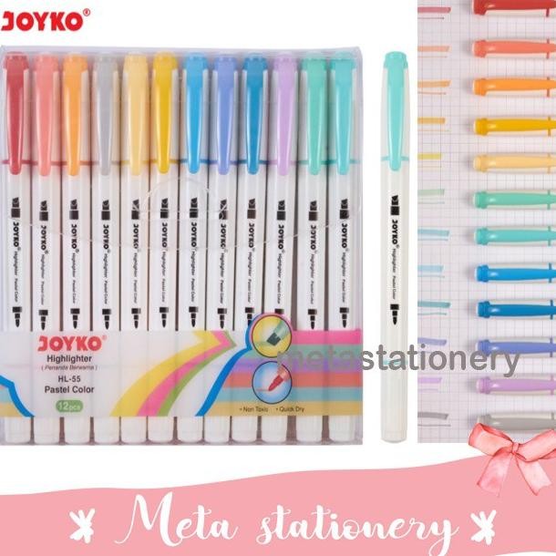 

Highlighter / Textliner / Penanda Joyko HL-55 Set 12 Warna