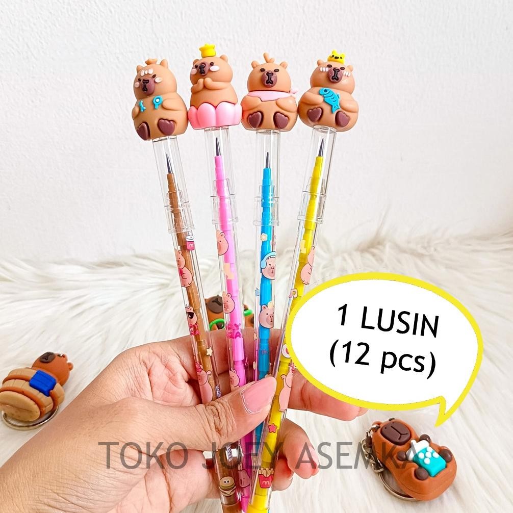 

(12 PCS) PENSIL SUSUN CAPYBARA PENCIL BISA DIISI ULANG BENSIA LANTU CAPPIBARA CAPPYBARA