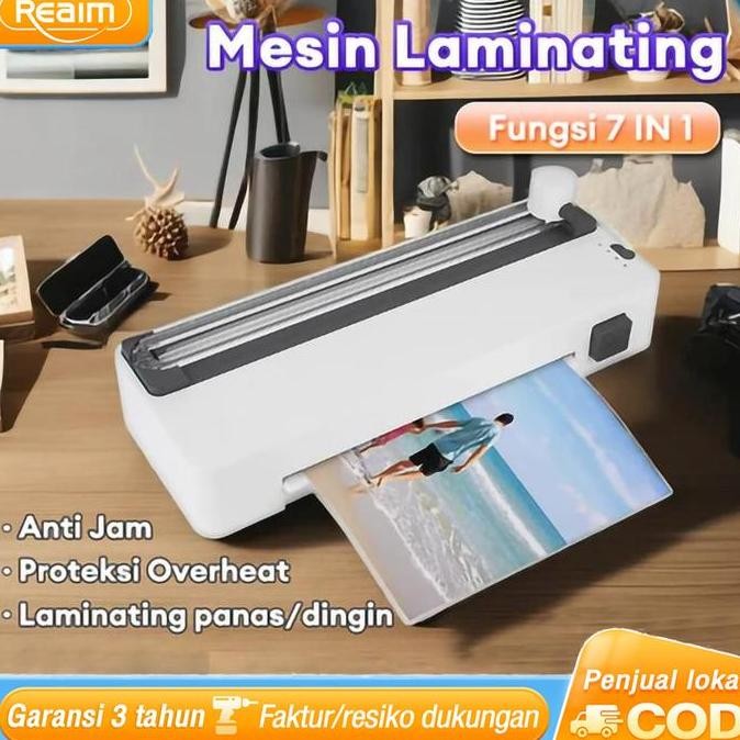 Terlaris REAIM Mesin Laminating 7 IN 1 Laminator Bisa Laminating Panas dan Laminasi untuk KTP, Ijasa