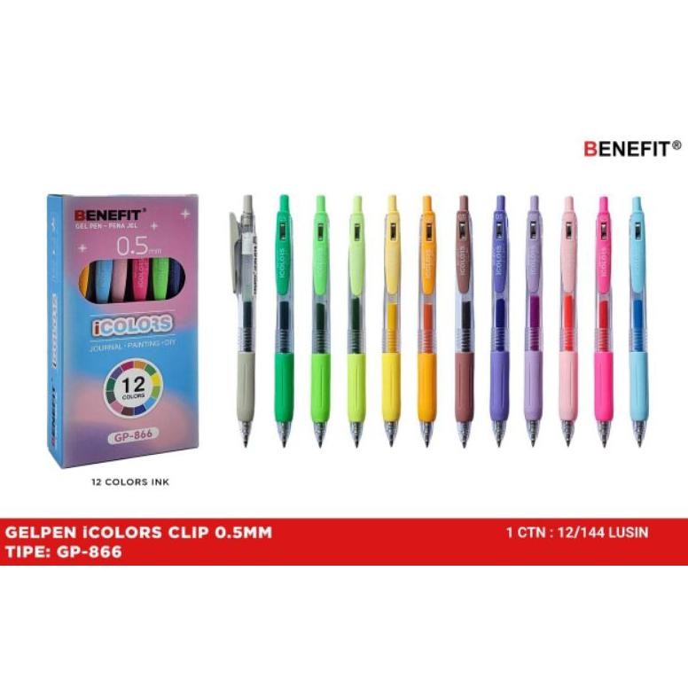 

Pulpen Gel Benefit 12 Warna Gp-866 iColours ( 1pak/12wrn )