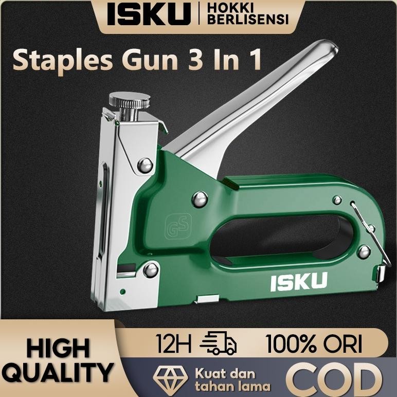 

ISKU Staples Tembak 3 In 1 Tacker Stapler Staples Perekat Powerfull Streples Tembak AST