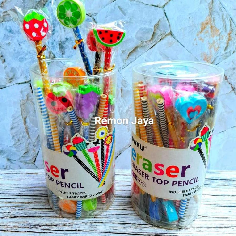 

(24 PCS pensil) PENSIL KARAKTER/ pensil set penghapus/ pensil lucu / pensil souvenir