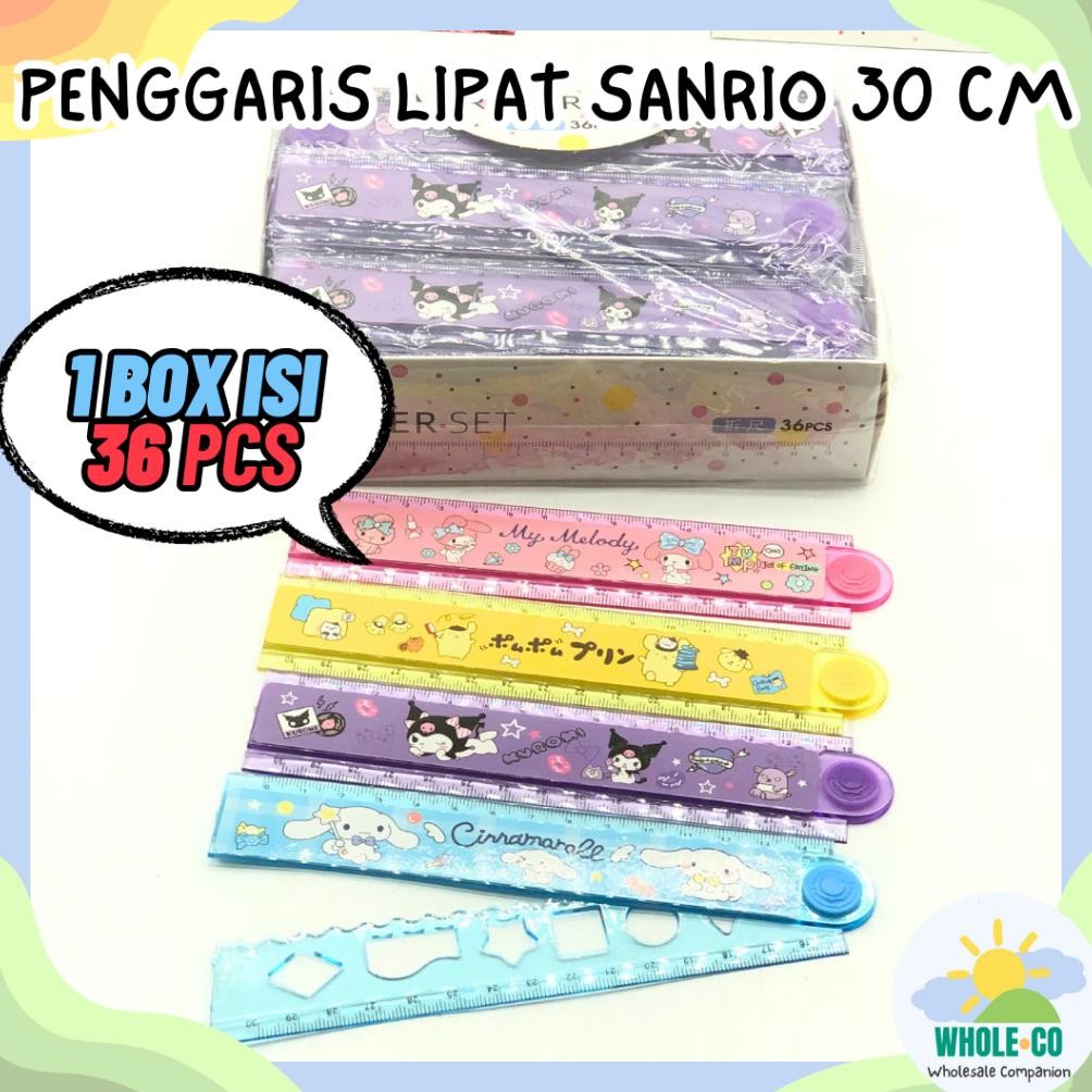 

(1 Box isi 36 Pcs) Penggaris Lipat Sanrio Premium Panjang 30 cm Melody Kuromi Pom Pom Purin Unik Lucu Imut Termurah Grosir Cod AST