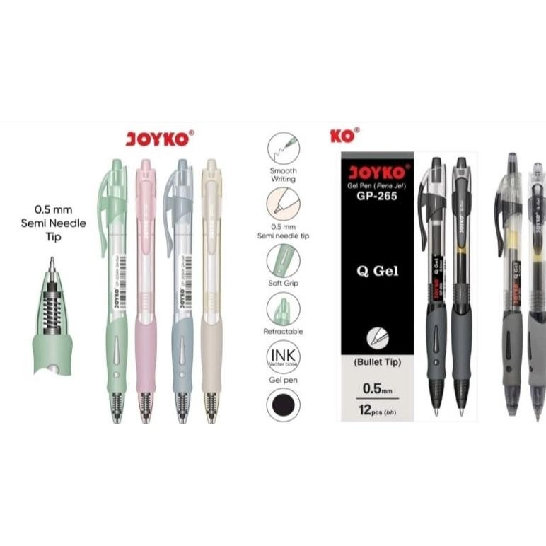 

(12pcs) Pulpen Gel Joyko / Pulpen GP-265AN / Q4 gel / Pulpen Hitam / pen gel gp 265an