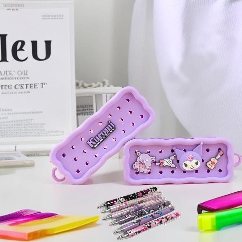 

LH Kotak Pensil Silikon Jibbitz KARTUN KOREA LUCU Pensil Case Kartun Tempat Pensil Jibbitz Karakter Lucu AST