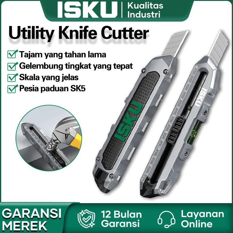 

Isku Utility Knife Cutter Pisau Sk5 Multifungsi Paduan Aluminium Cutter Pisau 14mm Gelembung Tingkat AST