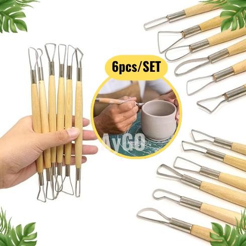 

6pcs/Set Double Ended Modeling Tool Sculpting Tool Wood Handle for DIY Craft / Alat Ukir Clay Alat Sculpting AST
