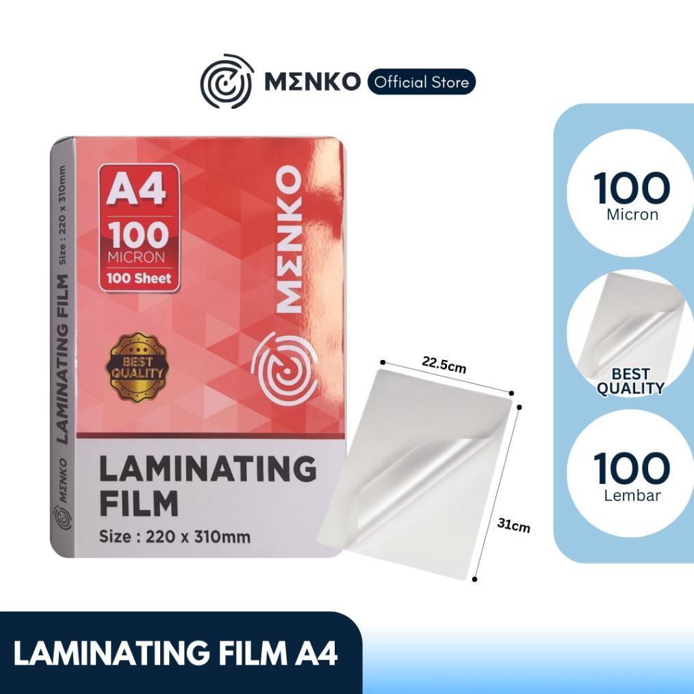 

MENKO Laminating Film / Plastik Laminating MENKO A4 / Plastik Ijazah / Plastik Press Sertifikat isi 100 Lembar AST