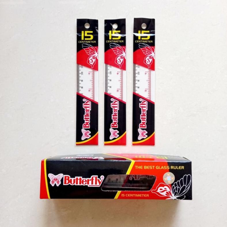 

[ PACK ISI 24 PCS MURAH ] Garisan Ruler Busur Penggaris Plastik 15 cm - Butterfly AST