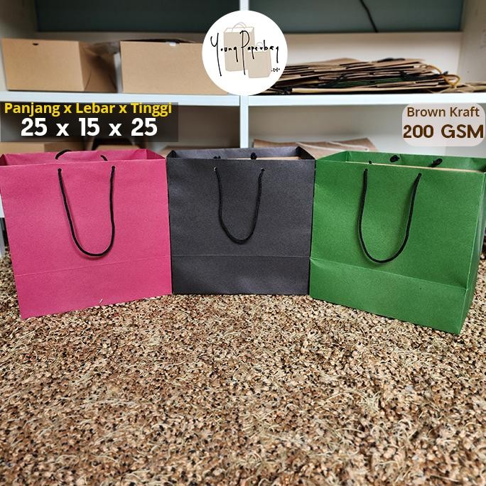 

Hj-54 Paper Bag/Tas Kertas Paperbag Color Warna Series Kraft 25 X 15 X 25 (1 Lusin)