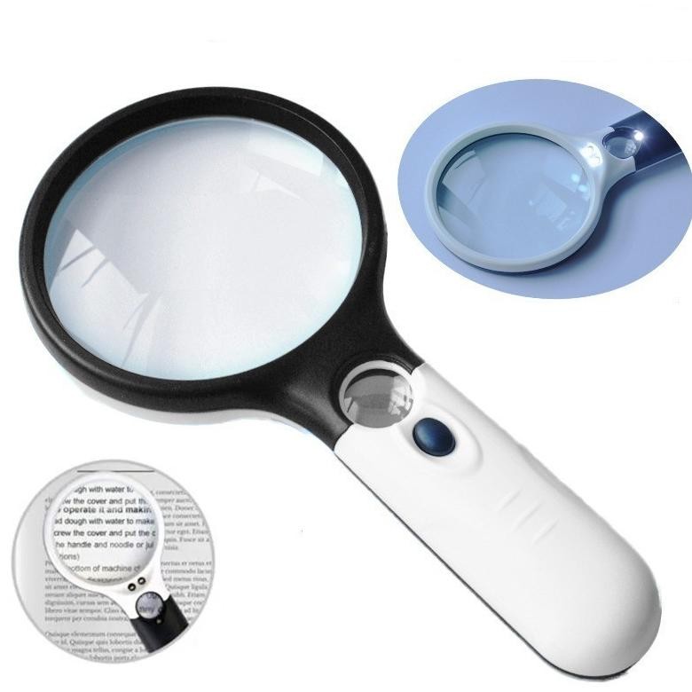 

Kaca Pembesar Genggam Yang Diterangi Dengan Kaca Pembesar Pembaca 3 Lampu LED Untuk Koin Koin Inspeksi Serangga Loupe Perhiasan AST
