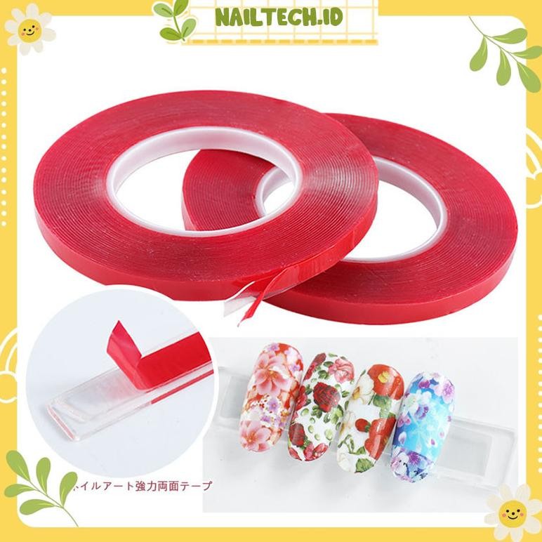 

Double Tape 10 M Fake Nails Display / Lem Bolak Balik 1cm x 10m Nail Art / Perekat Kuku Palsu Roll AST