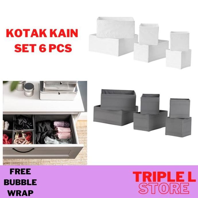 

Terlaris Kotak Tempat Penyimpanan Storage Box Drawer Sekat Laci Set 6 Pcs