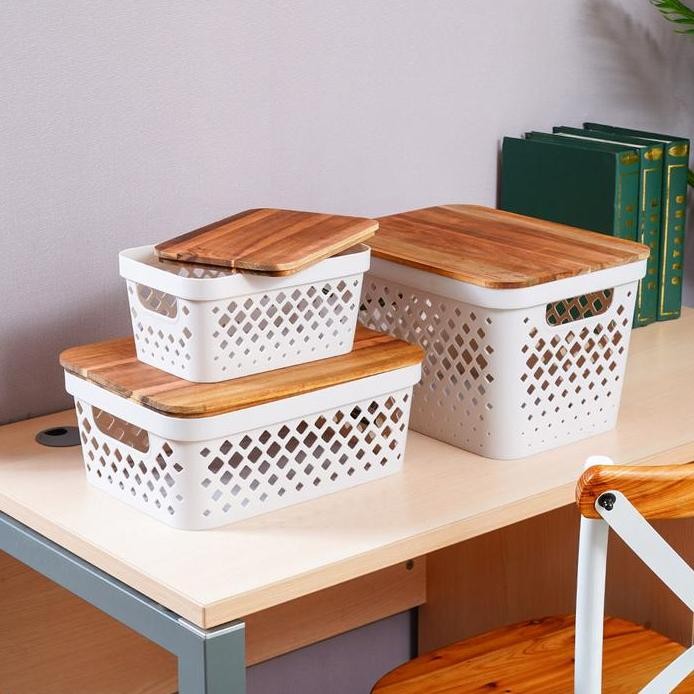 

Terlaris Azko Stora Keranjang Penyimpanan Diamond Dengan Tutup Acacia Storage Basket Kotak Penyimpanan Serbaguna Bin Organizer Tempat Simpan Barang