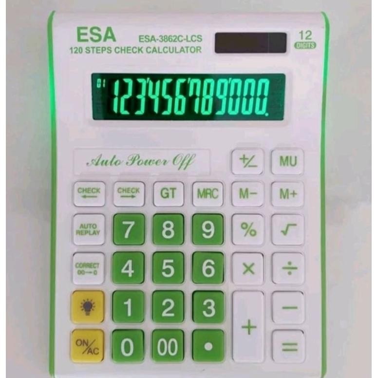 

KALKULATOR LCD LED ORIGINAL ESA 3862 LCS 12 DIGIT 120 STEP CHECK CORECT AST