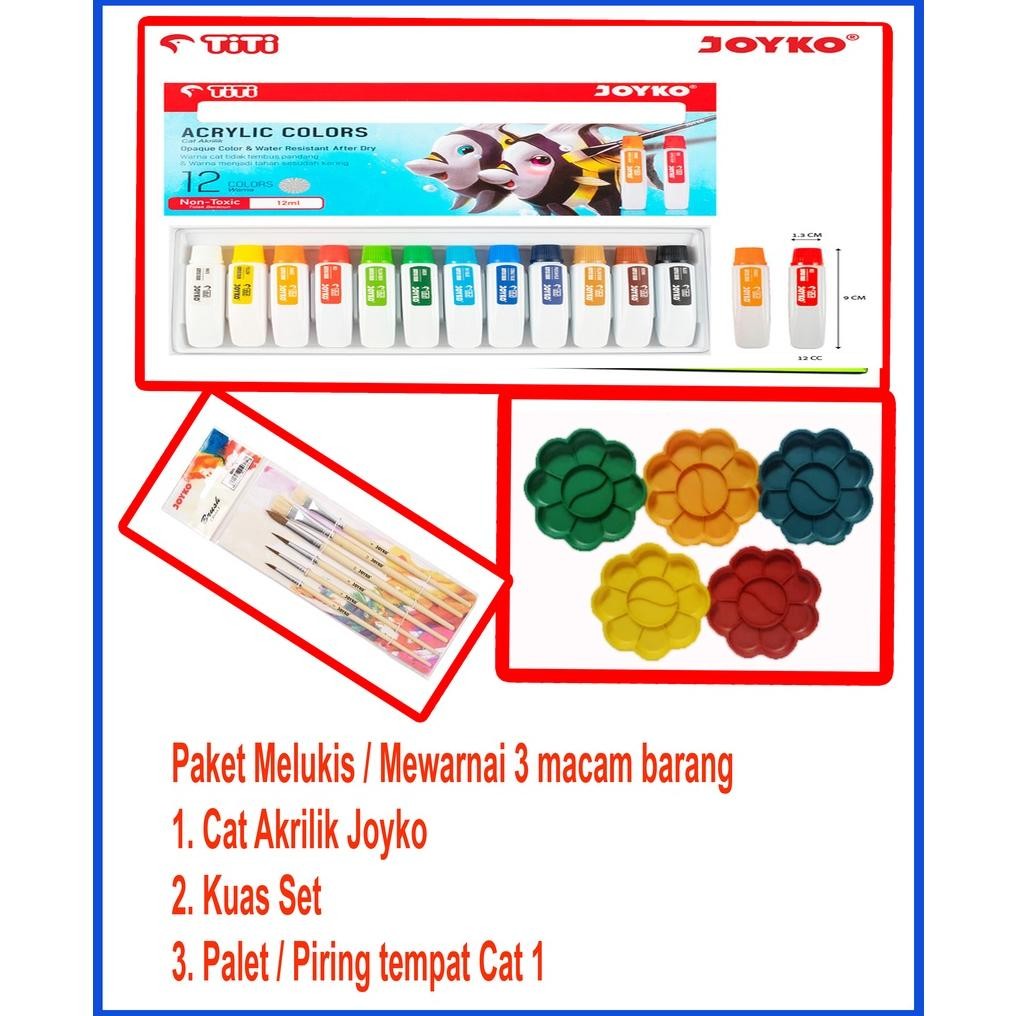

Paket Melukis / paket Mewarnai / Peralatan Menggambar 1 paket komplit / Cat Akrilik,Kuas Set,Palet AST