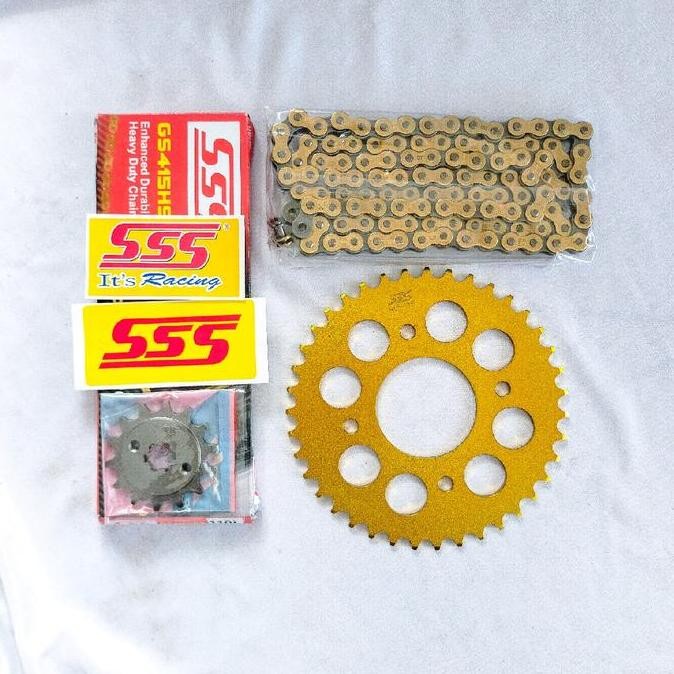 Gear Set SSS 415 Supra X 125 Karisma Revo Blade Supra Fit New Ukuran Depan 14T TK Belakang 35T/39T S