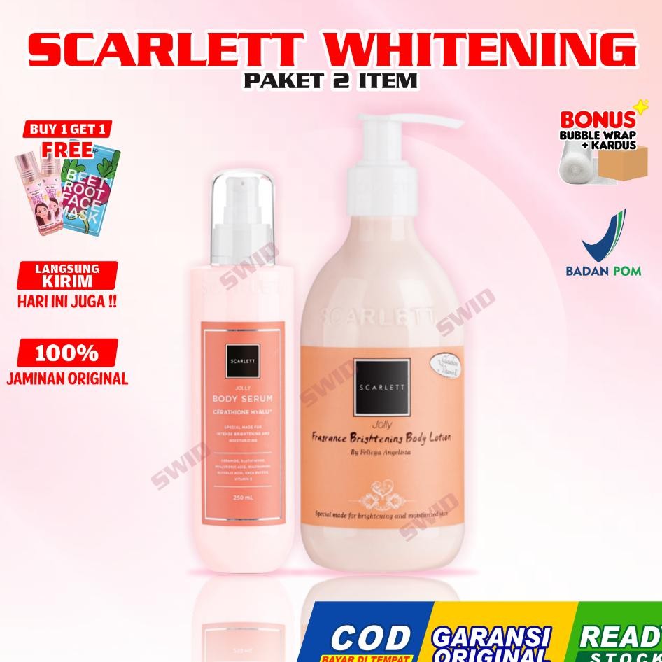 Scarlett Whitening Paket 2 Item Facialwash Serum Toner Sabun Mandi Lulur Body Cream Body Serum Bpom 