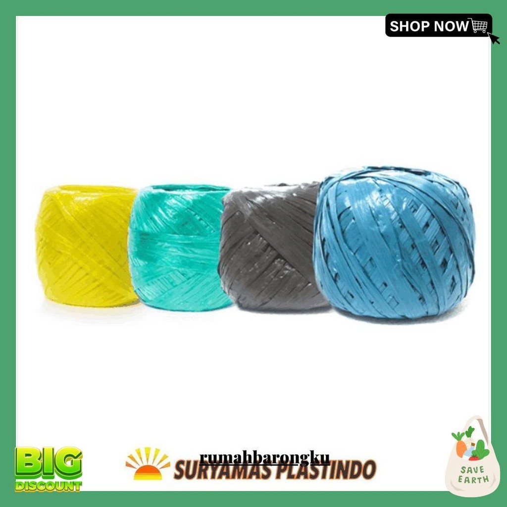 

Tali Rafia Gulungan Besar 1Kg Full Tali Plastik Warna Siap Kirim