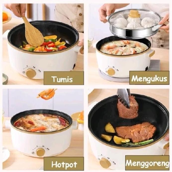 Terbaru Panci Listrik Jumbo 3 Liter Besar Serbaguna Multifungsi Dengan Kukusan Low Wat Streamer