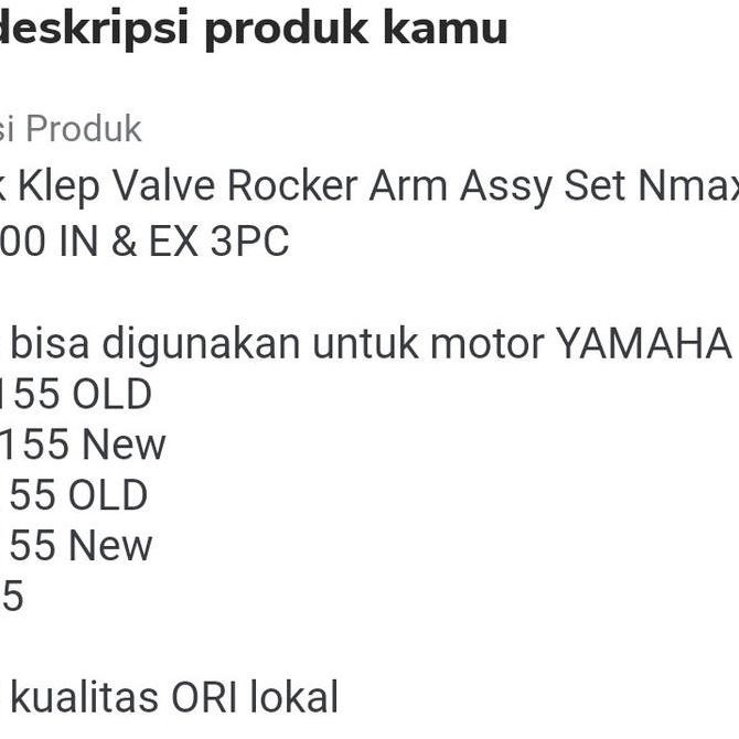 Pelatuk Klep Valve Rocker Arm Assy Set Nmax 2DP- Ori