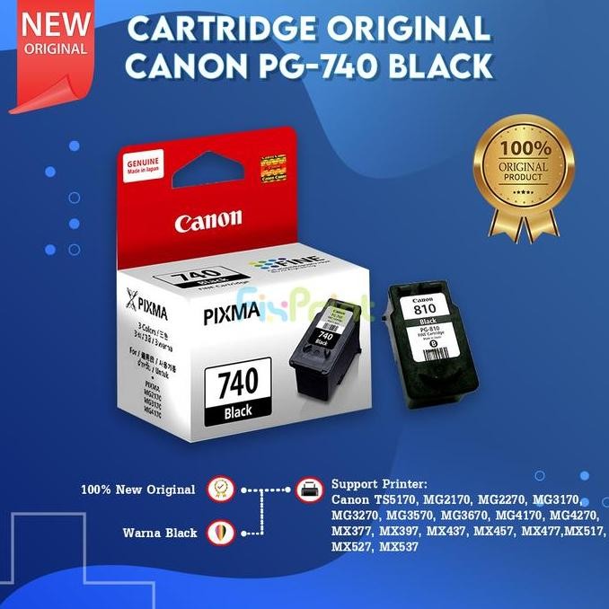 Cartridge Tinta Canon Pg740 Pg-740 Printer Mg4170 Mg4270 Mx377 Mx397 New Stok