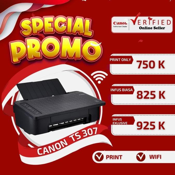 Printer Canon Ts307Wifi + Infus Tinta Photo Semarang New Stok