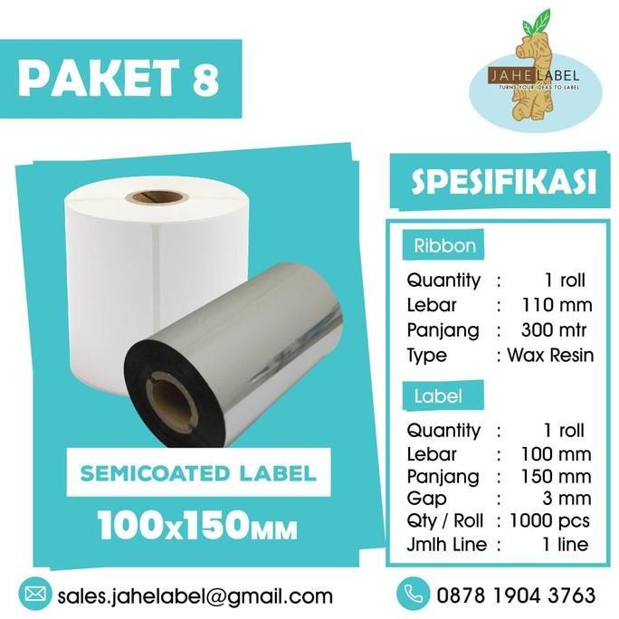 

Paket Label Sticker Bar 100X150 Mm Semicoated 1 Label 1 Ribbon New Stok