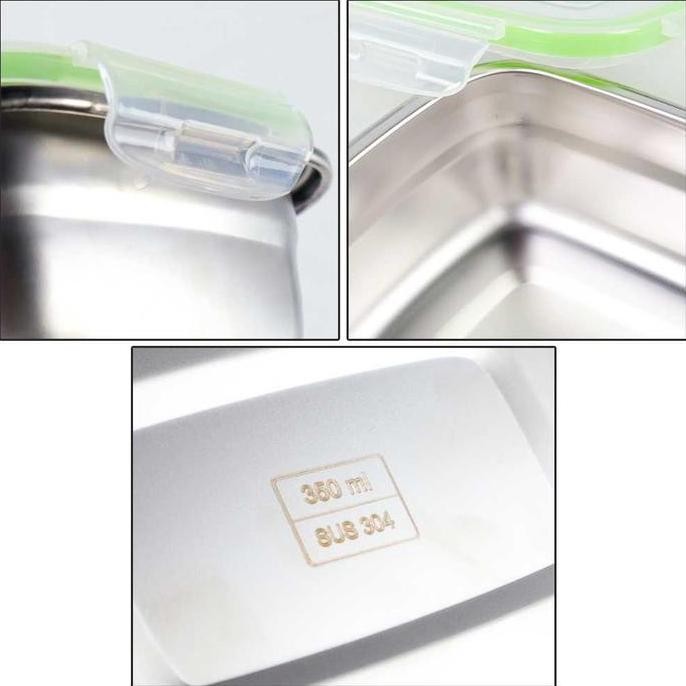 Kotak Makan Stainless Steel Anti Tumpah Lunch Box Metode Lock N Lock
