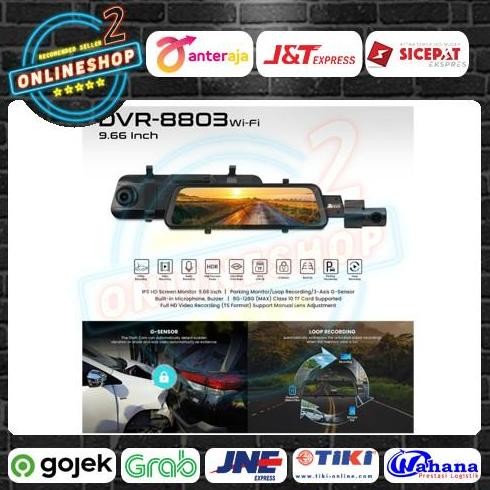 Tersedia MTECH 8803 DVR WIFI Spion Dashcam Kamera Mobil 9,66"