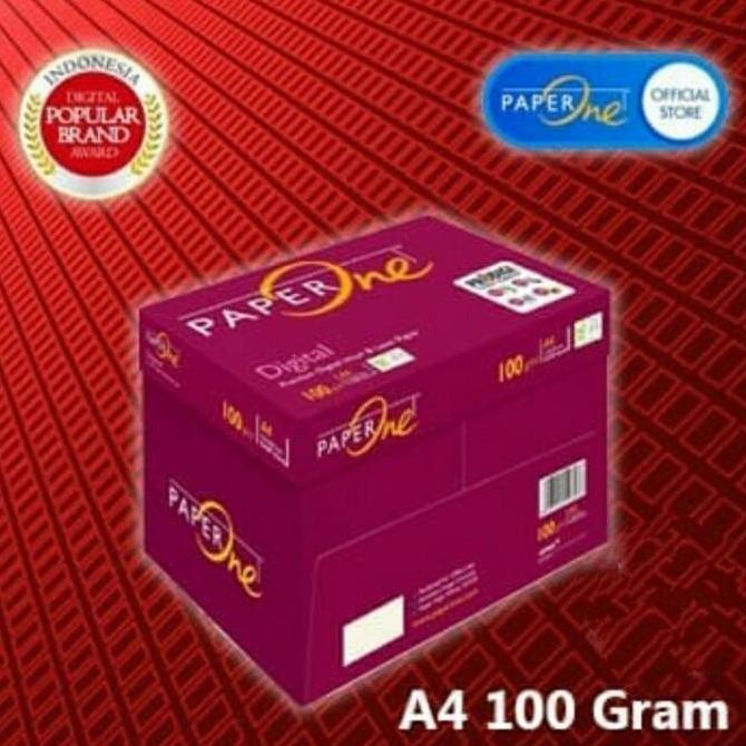 

TERMURAH - Paper One Kertas Hvs A4 100 Gram - Box isi 4 rim.