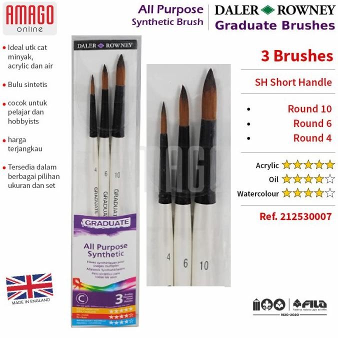 

KUAS DALER ROWNEY ISI 3 - GRADUATE SYNTHETIC BRUSH - ROUND SET OF 3 - 212530007 AST