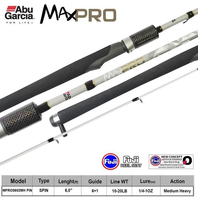 // ABU GARCIA Joran Pancing Spinning dan Baitcasting MAX PRO 180cm - 210cm Sambung 2 Carbon Full Fuj