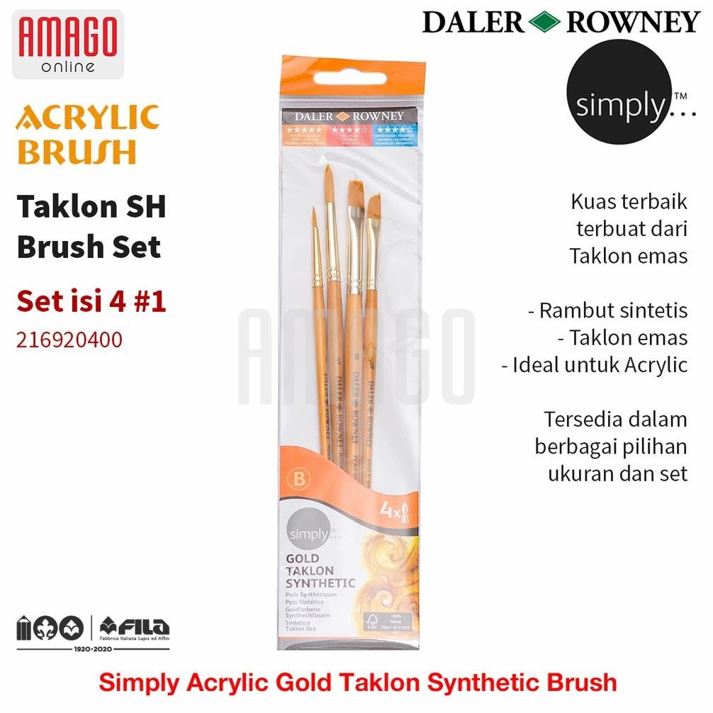 

DALER-ROWNEY Simply Acrylic Gold Taklon Brush Set 4 pcs #1 - 216920400 AST